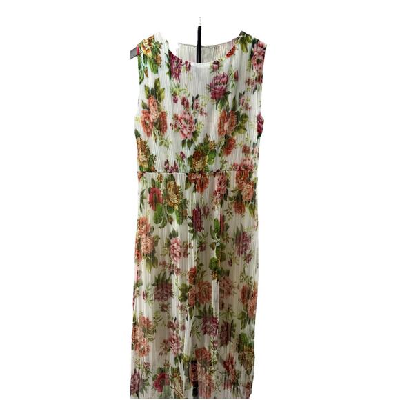 Anthropologie Lapis Floral Pleated Mesh Midi Dress NWT Size M - Picture 1 of 12